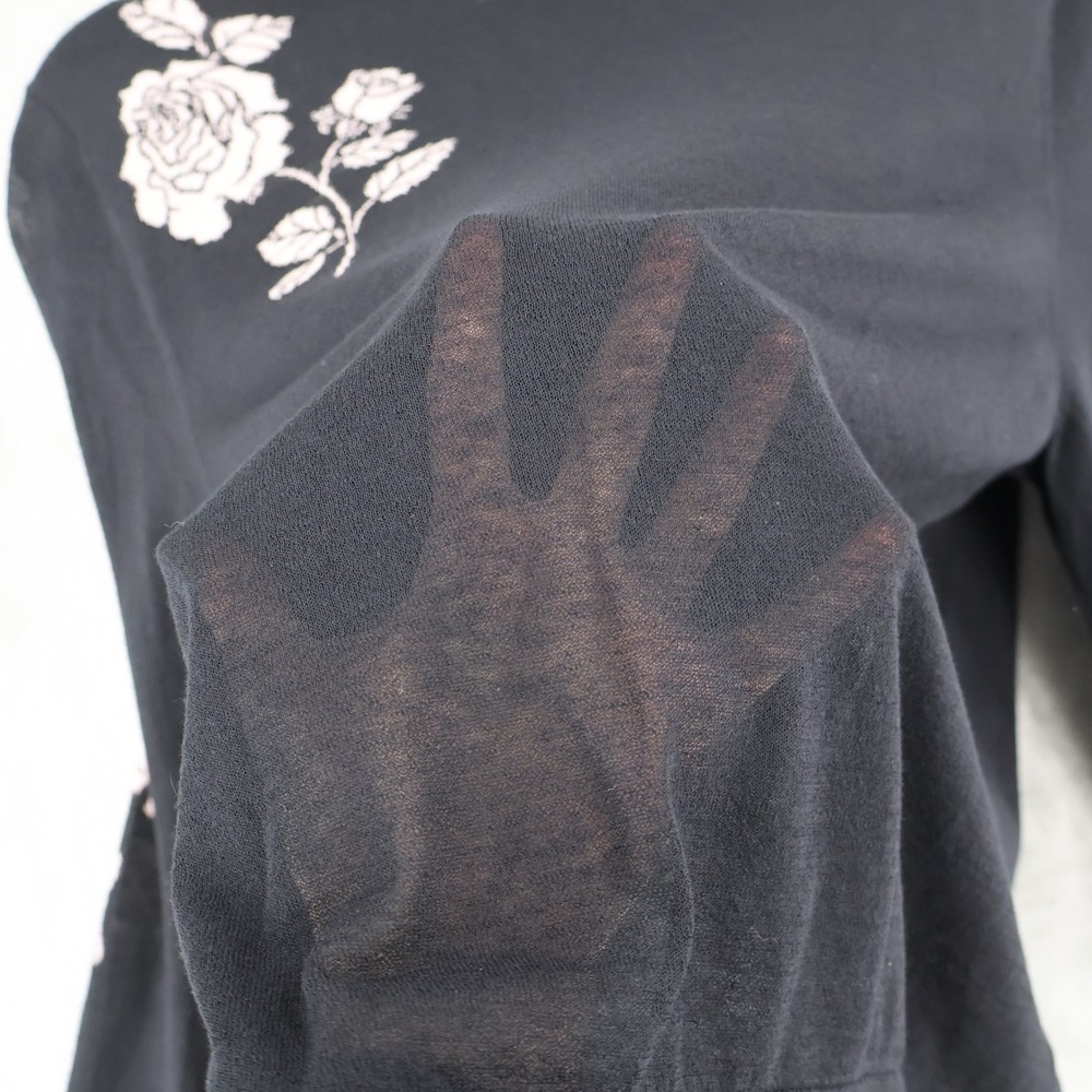 Black Rose-Embroidered Lightweight Sweater - Picture 8 of 16